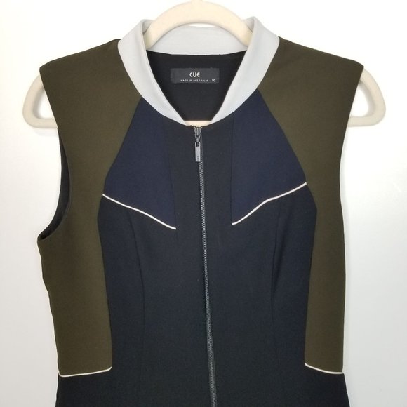 Cue Women's Size 10 Sleeveless Black Knee-Length F - Picture 2 of 7